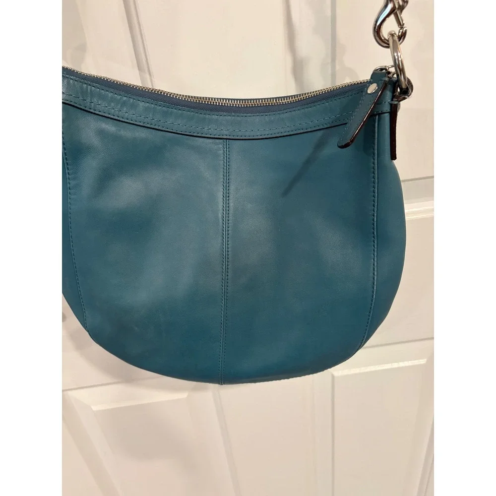Coach Turquoise Chelsea Leather Buckle Convertible Shoulder Crossbody Hobo Bag
